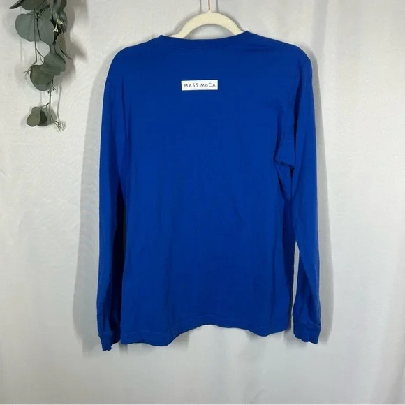 MASS MoCA Blue White Long Sleeve T-Shirt Top Women’s Size Medium - Picture 5 of 8